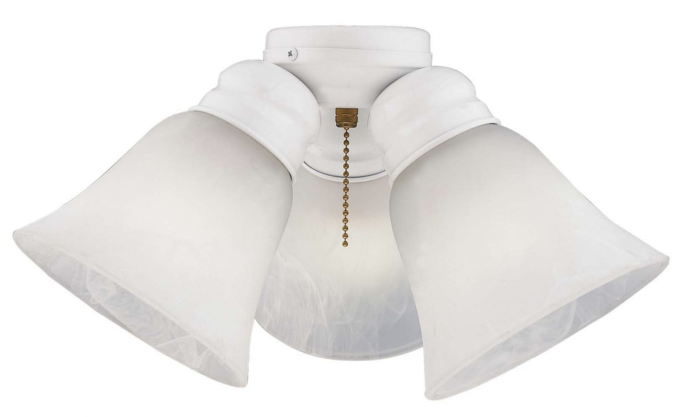 3 Light Elegance Fan Light Kit in White with Alabaster Glass