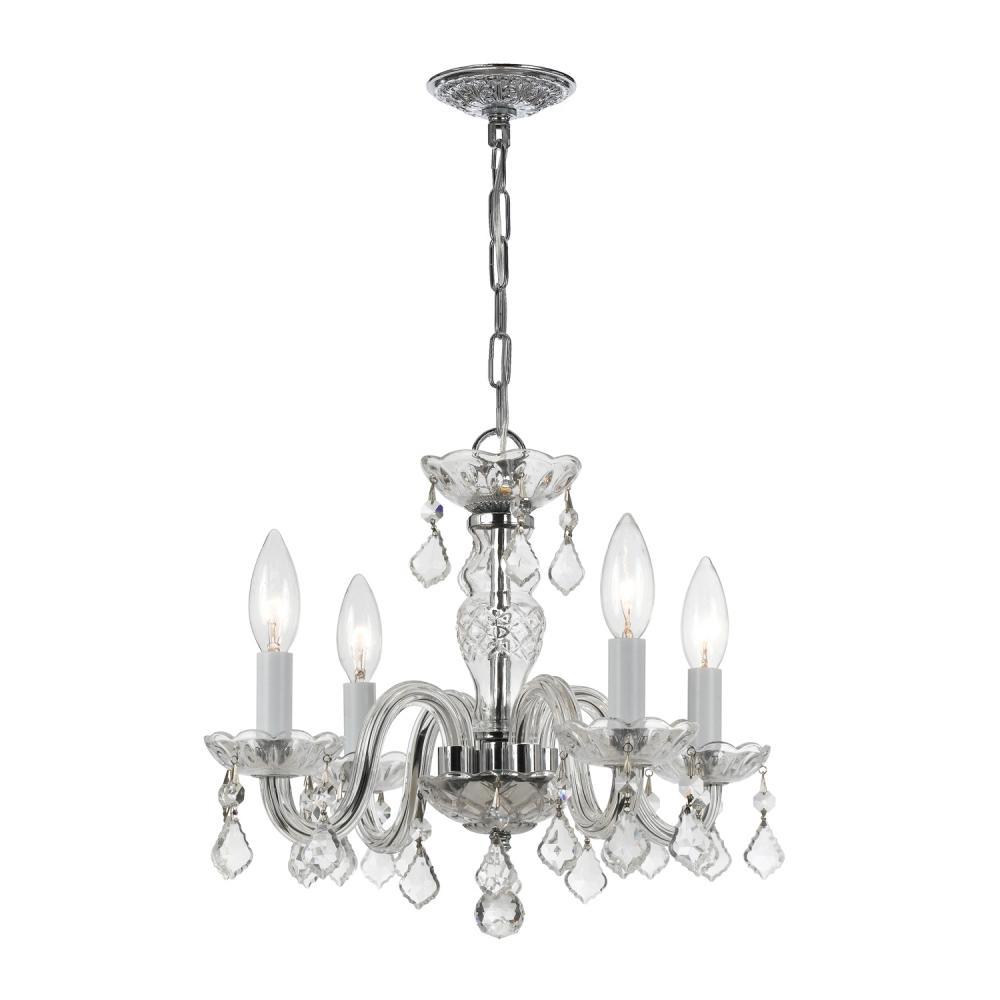 Traditional Crystal 4 Light Hand Cut Crystal Polished Chrome Mini Chandelier