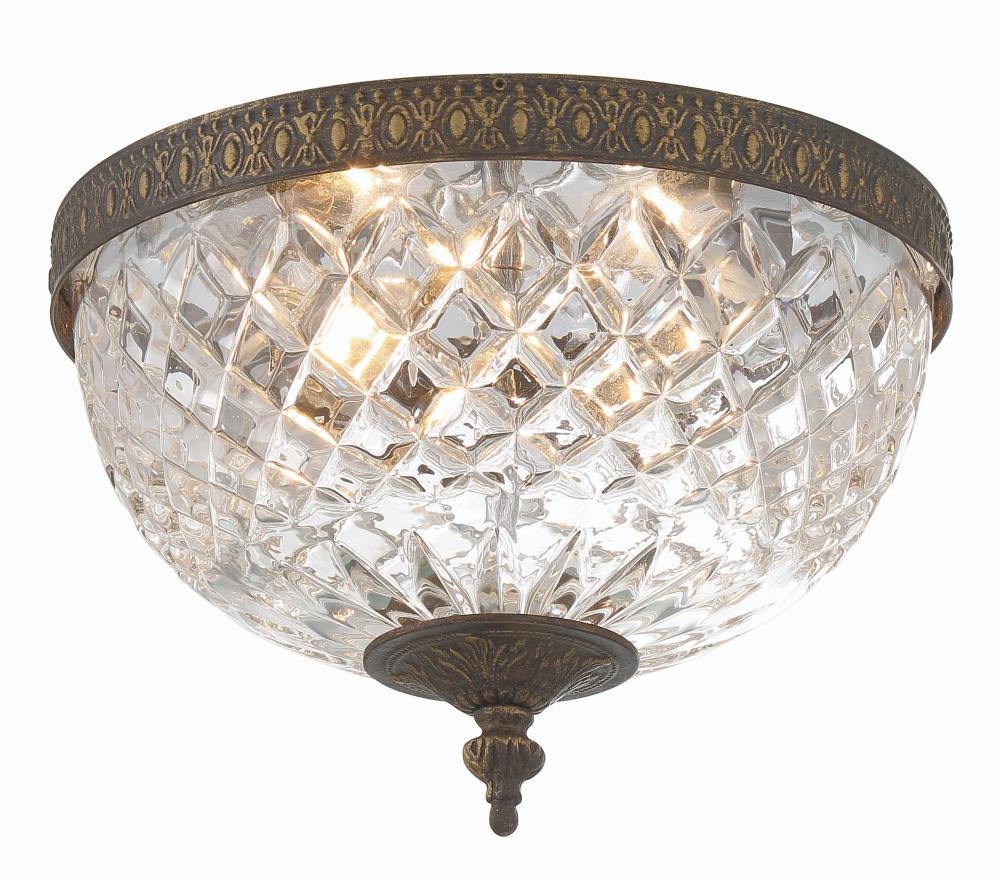 Crystorama 3 Light English Bronze Crystal Flush Mount