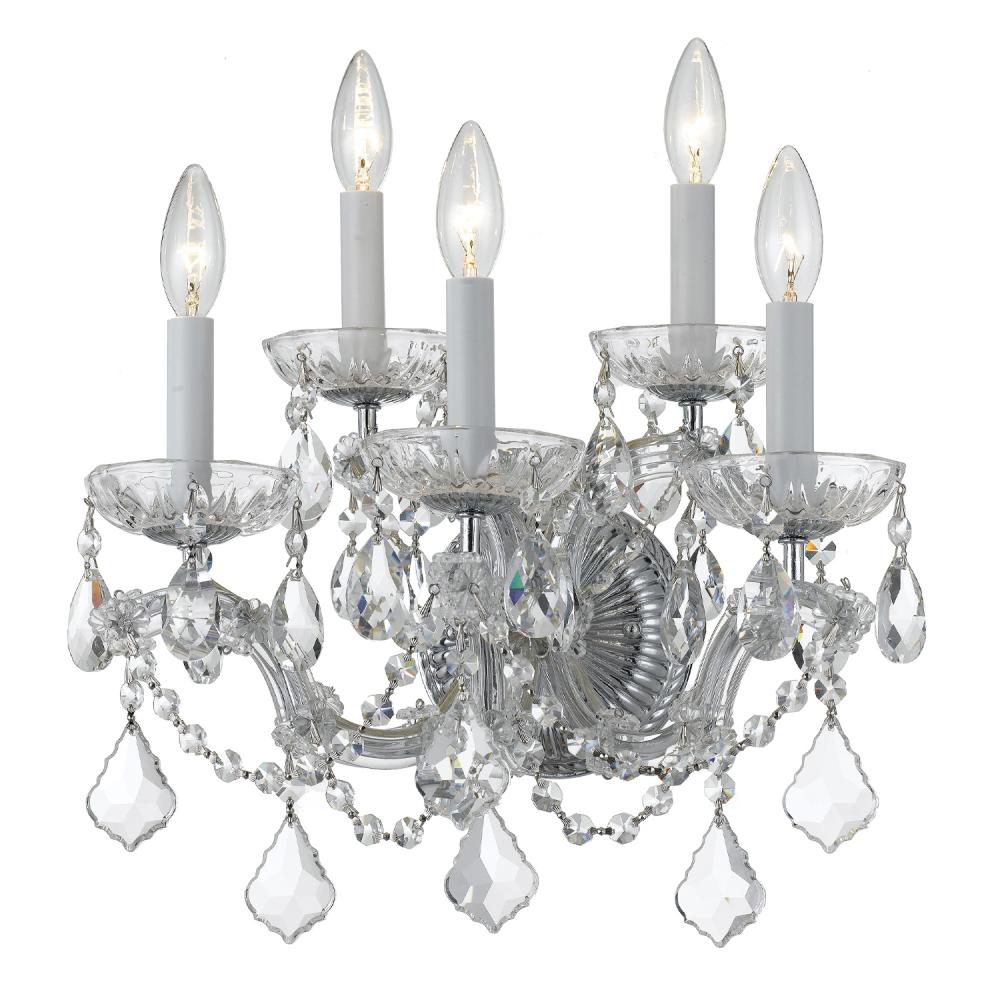 Maria Theresa 5 Light Hand Cut Crystal Polished Chrome Sconce