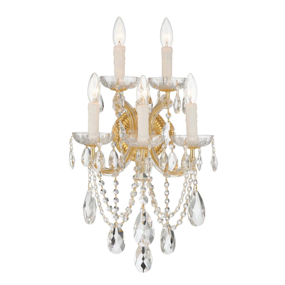 Maria Theresa 5 Light Hand Cut Crystal Gold Sconce