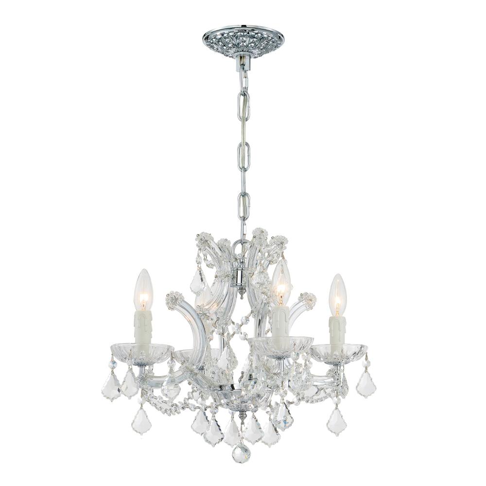 Maria Theresa 4 Light Hand Cut Crystal Polished Chrome Mini Chandelier