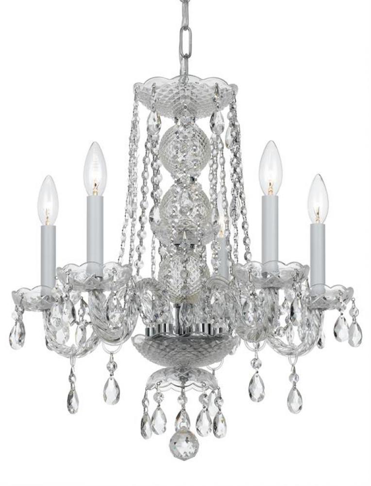 Traditional Crystal 5 Light Clear Crystal Chrome Mini Chandelier