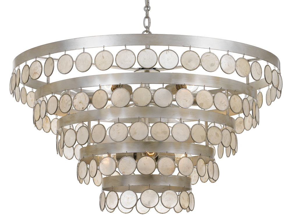 Coco 9 Light Antique Silver Chandelier