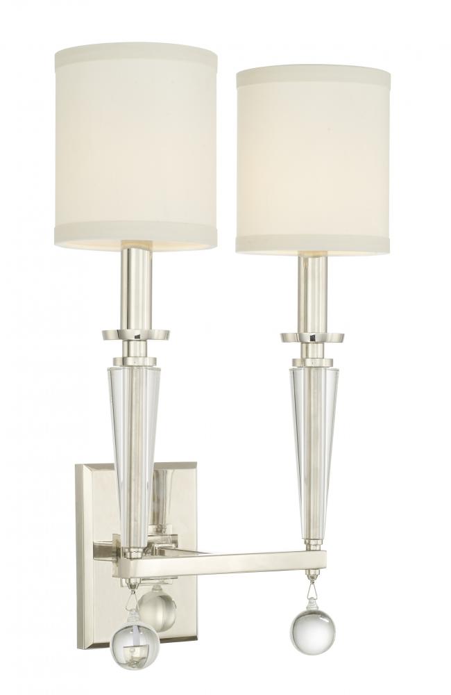 Paxton 2 Light Polished Nickel Sconce