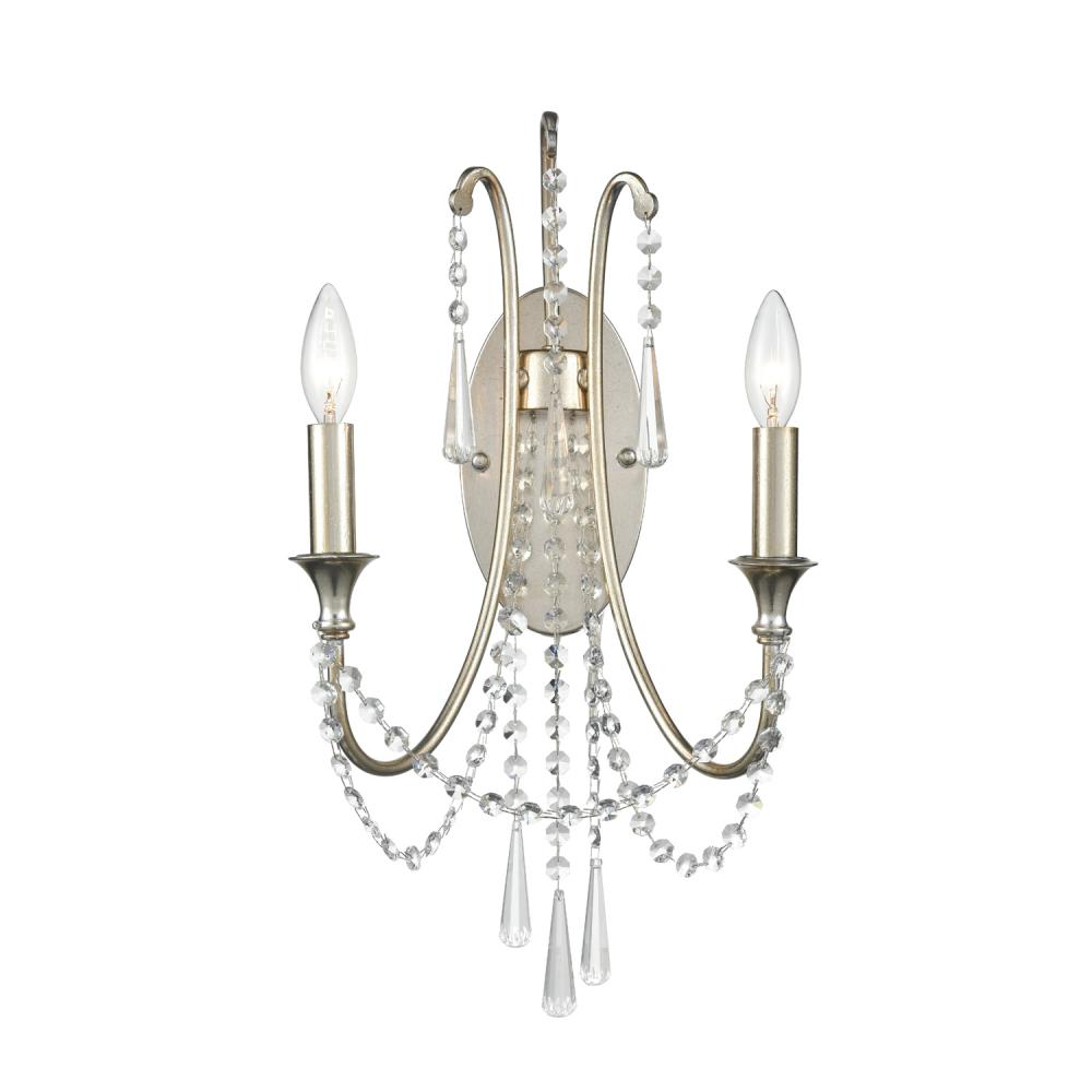 Arcadia 2 Light Antique Silver Sconce