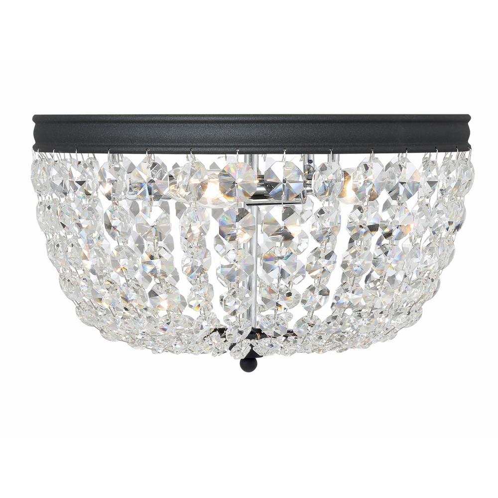 Nola 3 Light Black Forged Flush Mount