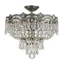 Crystorama 1483-HB-CL-MWP - Majestic 3 Light Hand Cut Crystal Historic Brass Semi Flush Mount