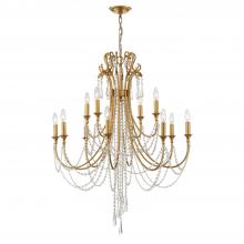 Crystorama ARC-1909-GA-CL-MWP - Arcadia 12 Light Antique Gold Chandelier