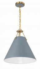 Crystorama XAV-B8305-VG-BL - Xavier 3 Light Vibrant Gold + Blue Pendant