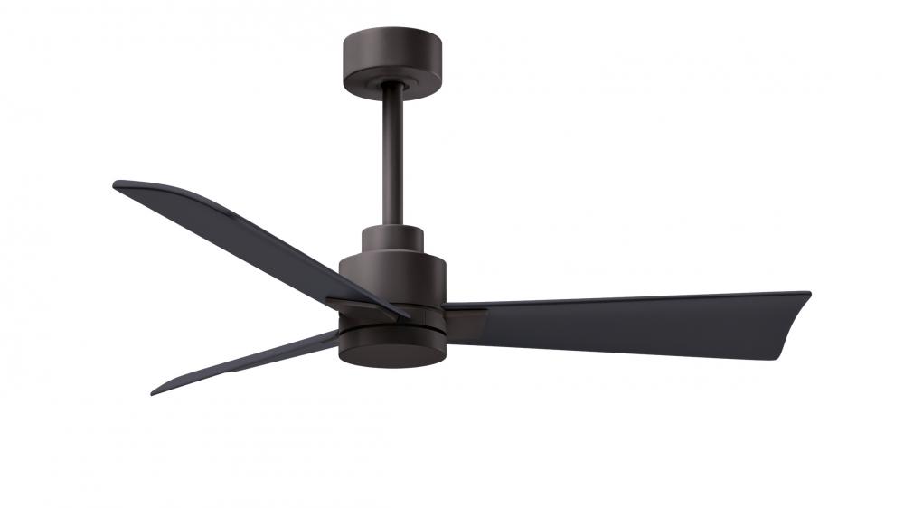 Alessandra 3-blade transitional ceiling fan in textured bronze finish with matte black blades. Opt