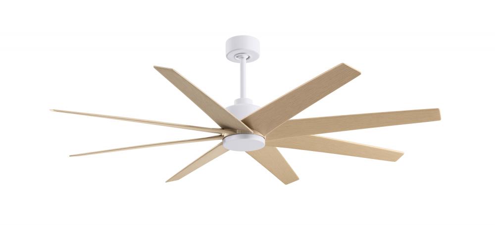 Ariella 8-blade ceiling fan in Matte White and Light Maple Tone blades