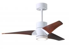 Matthews Fan Company SJ-WH-WN-42 - Super Janet three-blade ceiling fan in Gloss White finish with 42” solid walnut tone blades and