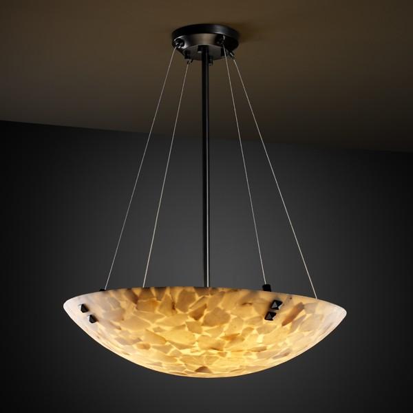 18" LED Pendant Bowl w/ CONCENTRIC CIRCLES FINIALS