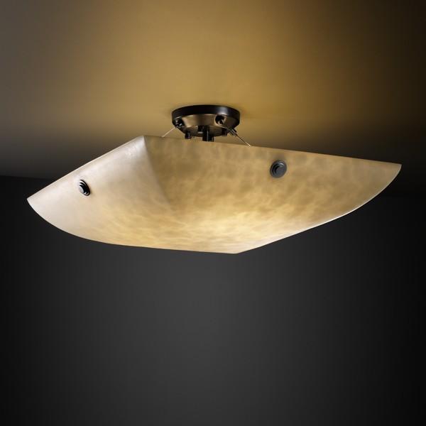 24" Semi-Flush Bowl w/ Pair Square Finials