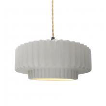 Justice Design Group CER-6553-BIS-MBLK-BEIG-TWST - Medium Tier Pleated 1-Light Pendant