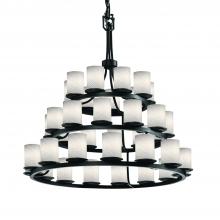 Justice Design Group FSN-8712-10-WEVE-MBLK - Dakota 36-Light 3-Tier Ring Chandelier