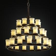 Justice Design Group GLA-8712-16-WTFR-DBRZ - Dakota 36-Light 3-Tier Ring Chandelier