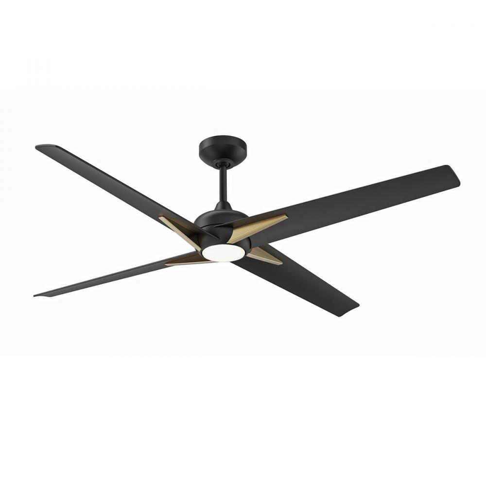 ALESTRA 56 in. Matte Black & Oilcan Brass Ceiling Fan