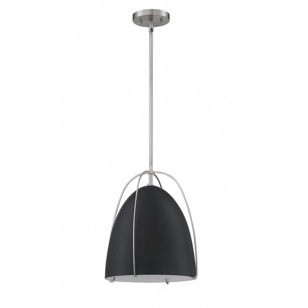 PF121 1-Light Black & Satin Nickel Pendant