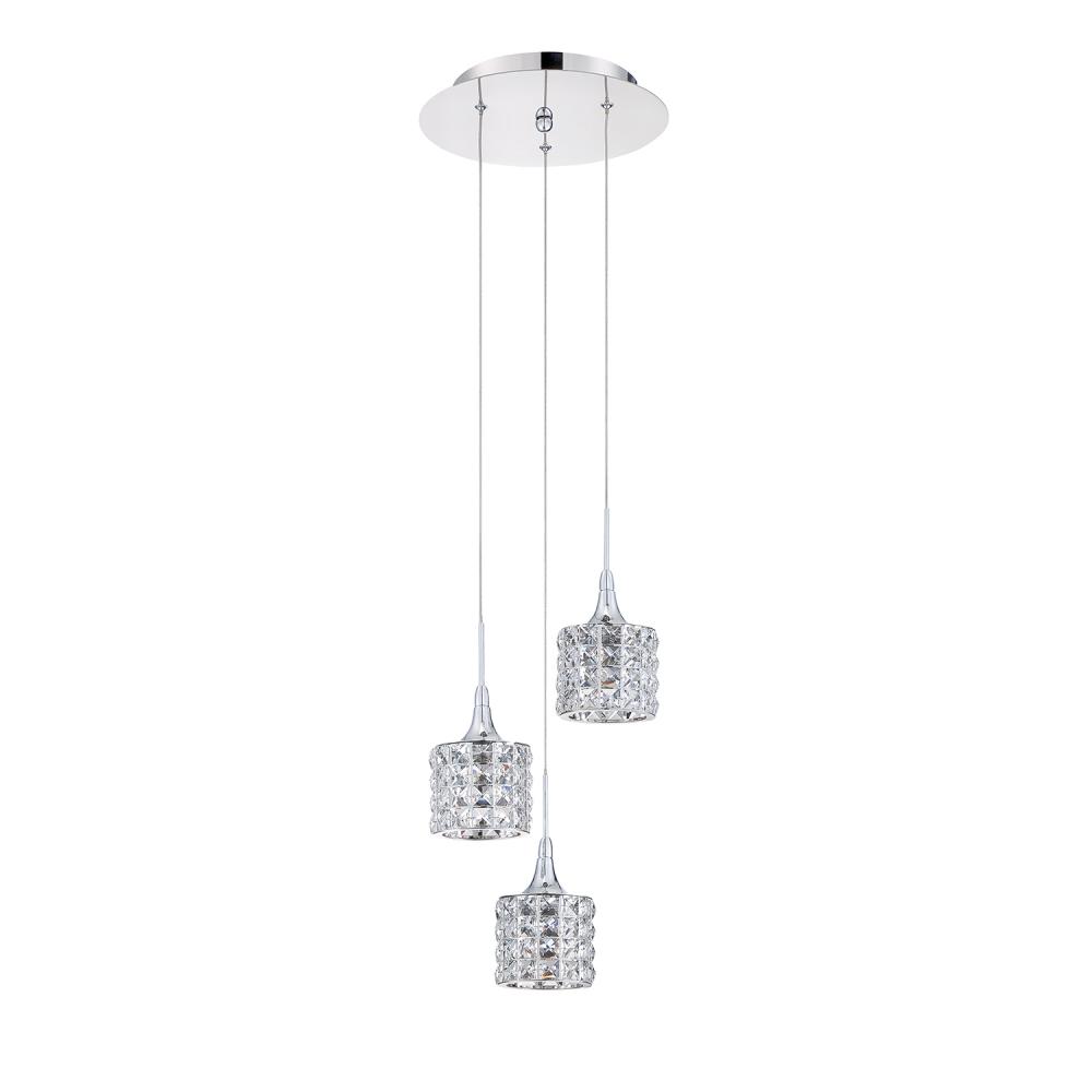 LUSTRA series 3-Light Chrome Pendant Pan