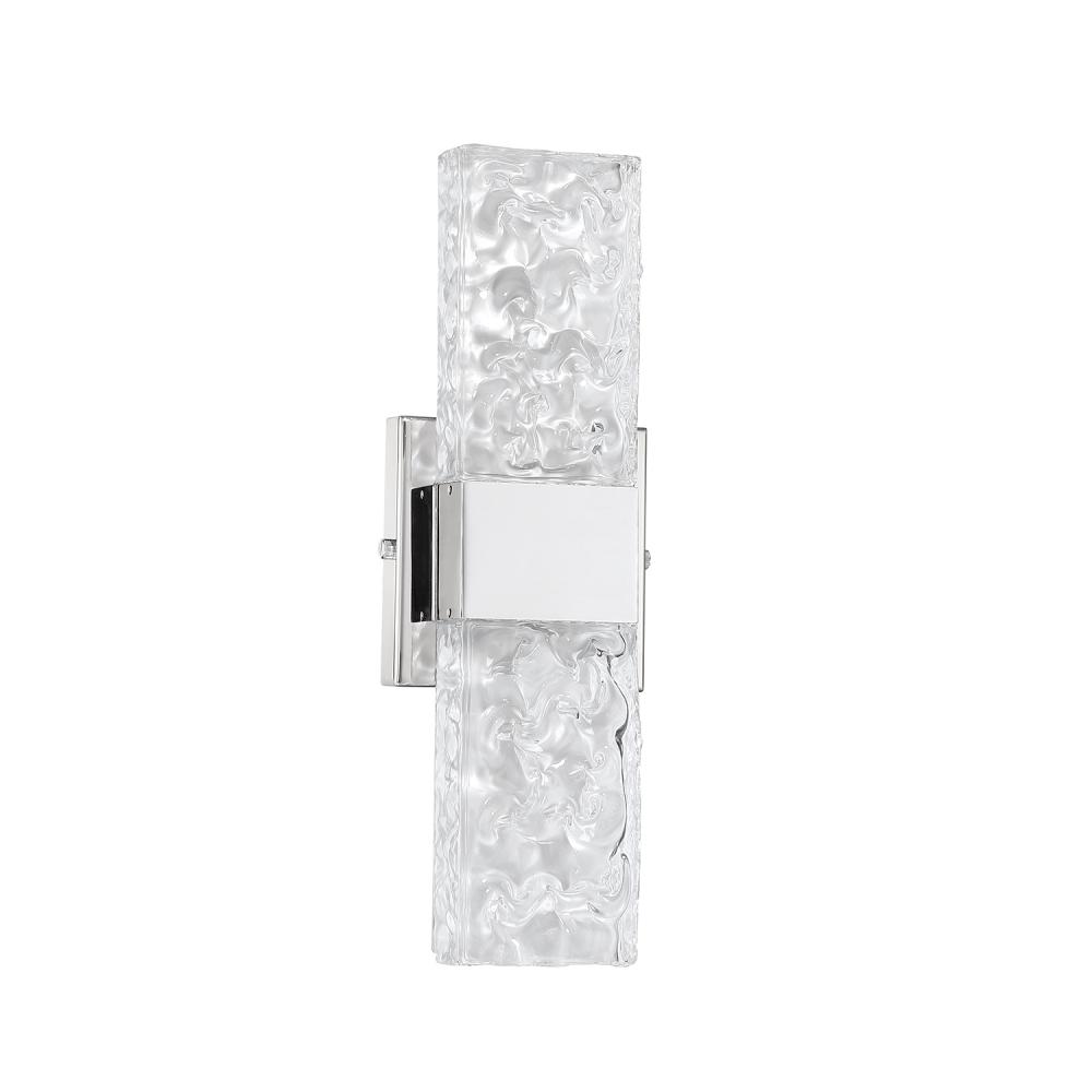 GLACIER 2-Light-LED Chrome Vanity Light with Glass style #6