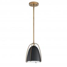 Kendal PF125-BLK/BRS - VILIA Mini 1-Light Black & Brass Pendant