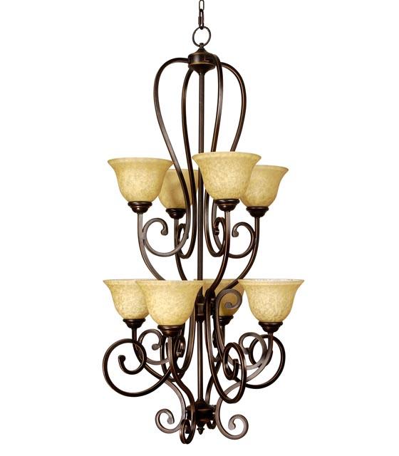 Eight Light Oil Rubbed Bronze Down Chandelier