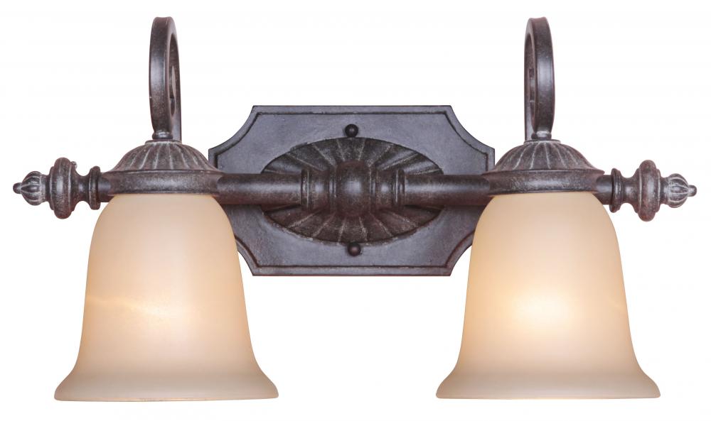 Two Light Rubbed Bronze Bathroom Sconce