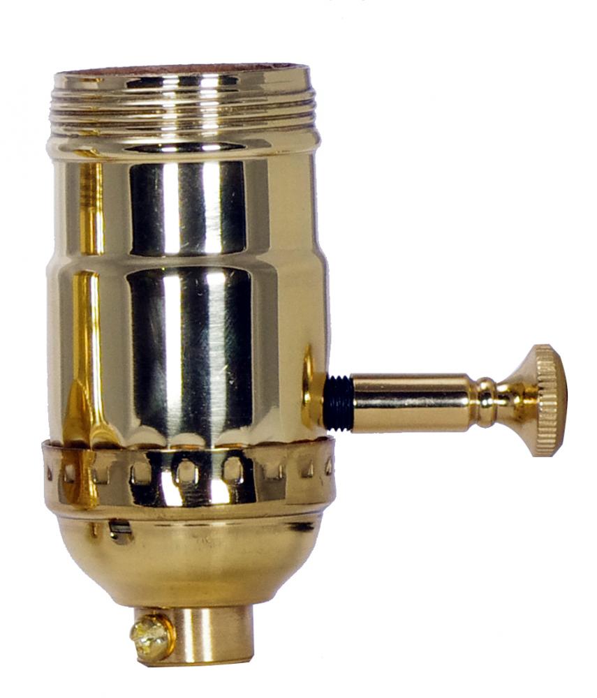 150W Full Range Turn Knob Dimmer Socket; 1/8 IPS; 3 Piece Stamped Solid Brass; Polished Brass