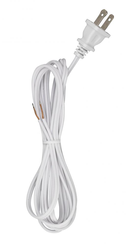 8 Foot 18/2 SPT-1 105C Cord Set; White Finish; 36" Hank; 200 Carton; Molded Polarized Plug;