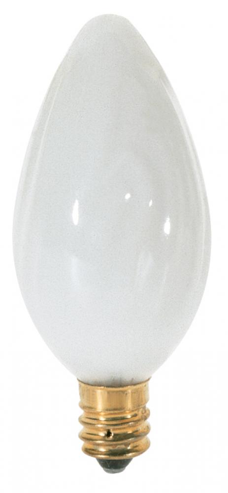 25 Watt F10 Incandescent; White; 1500 Average rated hours; 185 Lumens; Candelabra base; 120 Volt