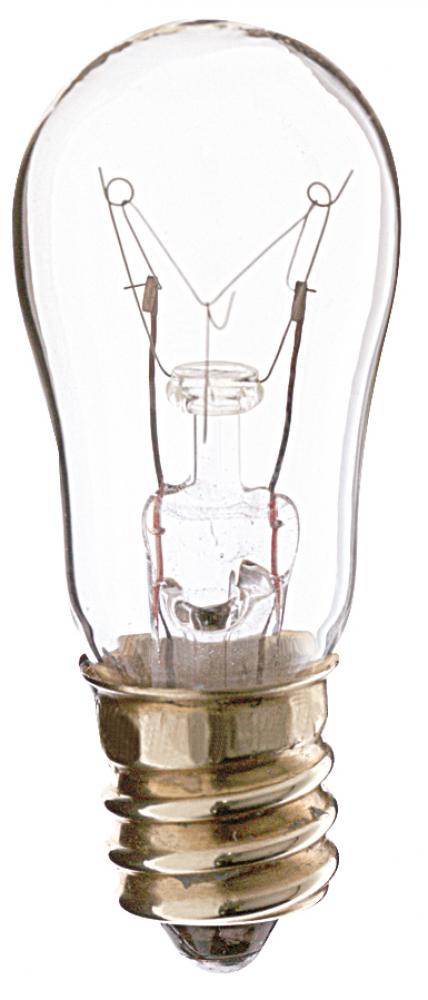 6 Watt S6 Incandescent; Clear; 2500 Average rated hours; 30 Lumens; Candelabra base; 130 Volt