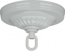 Satco Products Inc. 90/1101 - Ribbed Canopy Hanger Kit; White Finish; 5" Diameter; 1-1/16" Center Hole; 1 Yard 8 Gauge