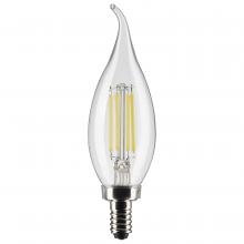 Satco Products Inc. S21306 - 5.5 Watt CA10 LED; Clear; Candelabra base; 90 CRI; 4000K; 120 Volt