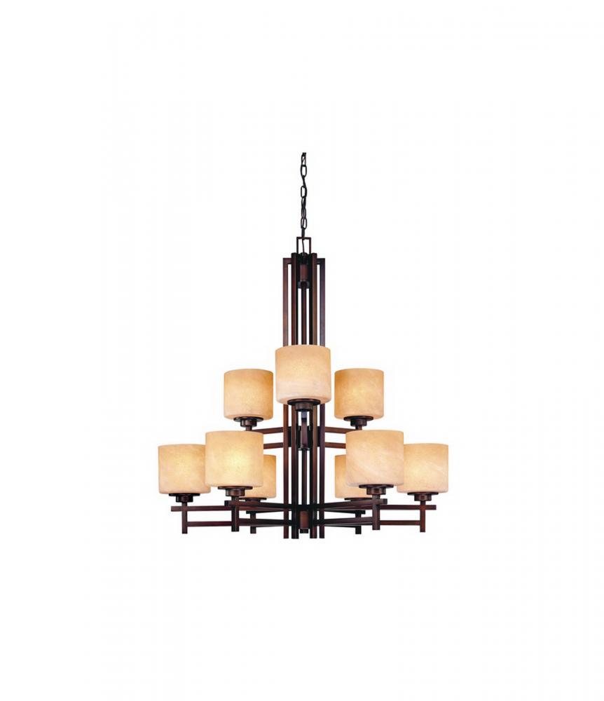 Roxbury 9Lt 2 Tier Chandelier English Bronze