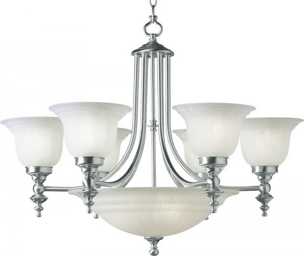 Richland 6+3Lt Bowl Chandelier Satin Nickel