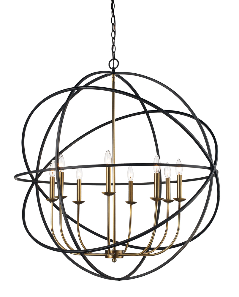 8LT CHANDELIER-MULTI RING-BK/A