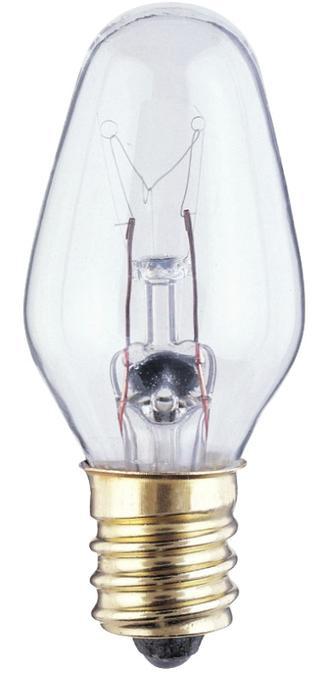 7W C7 Incandescent Clear E12 (Candelabra) Base, 120 Volt, Card, 4-Pack