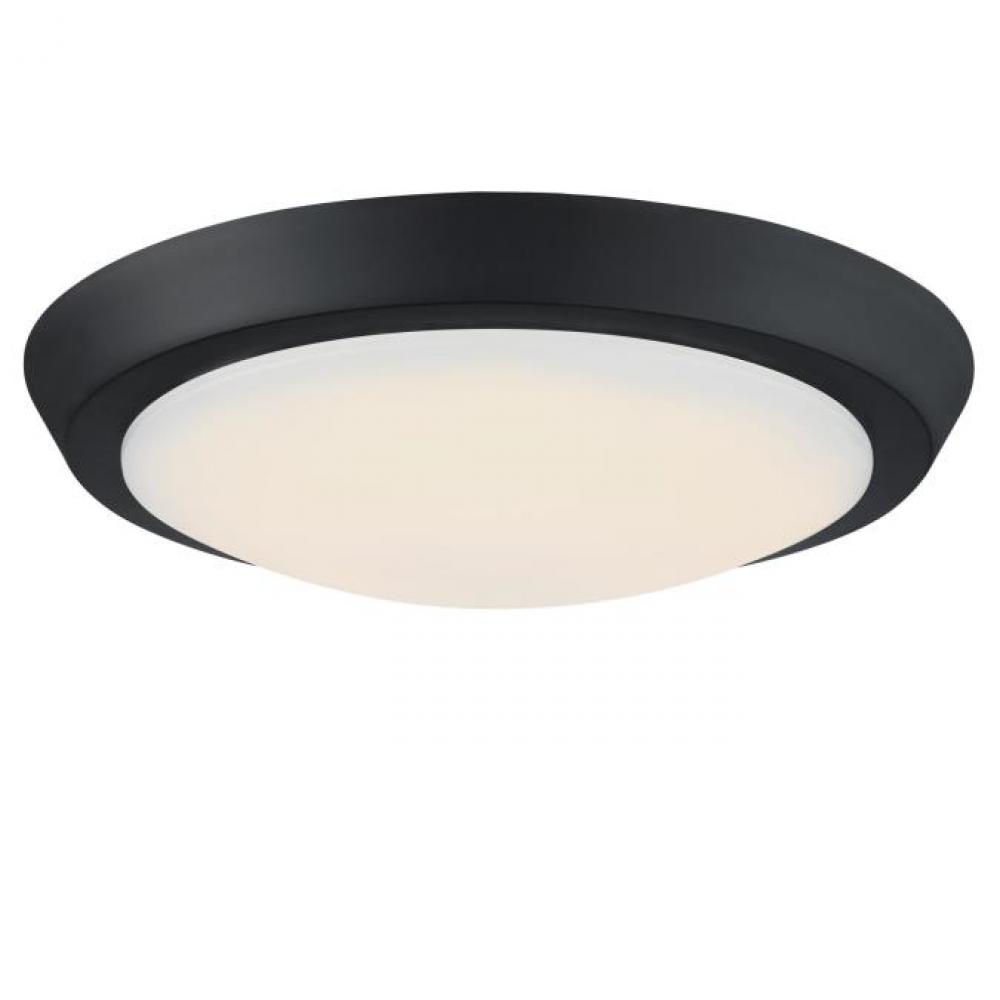 11 in. 20W LED Flush Matte Black Finish Acrylic Shade