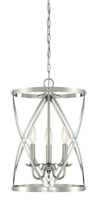 3 Light Chandelier Brushed Nickel Finish