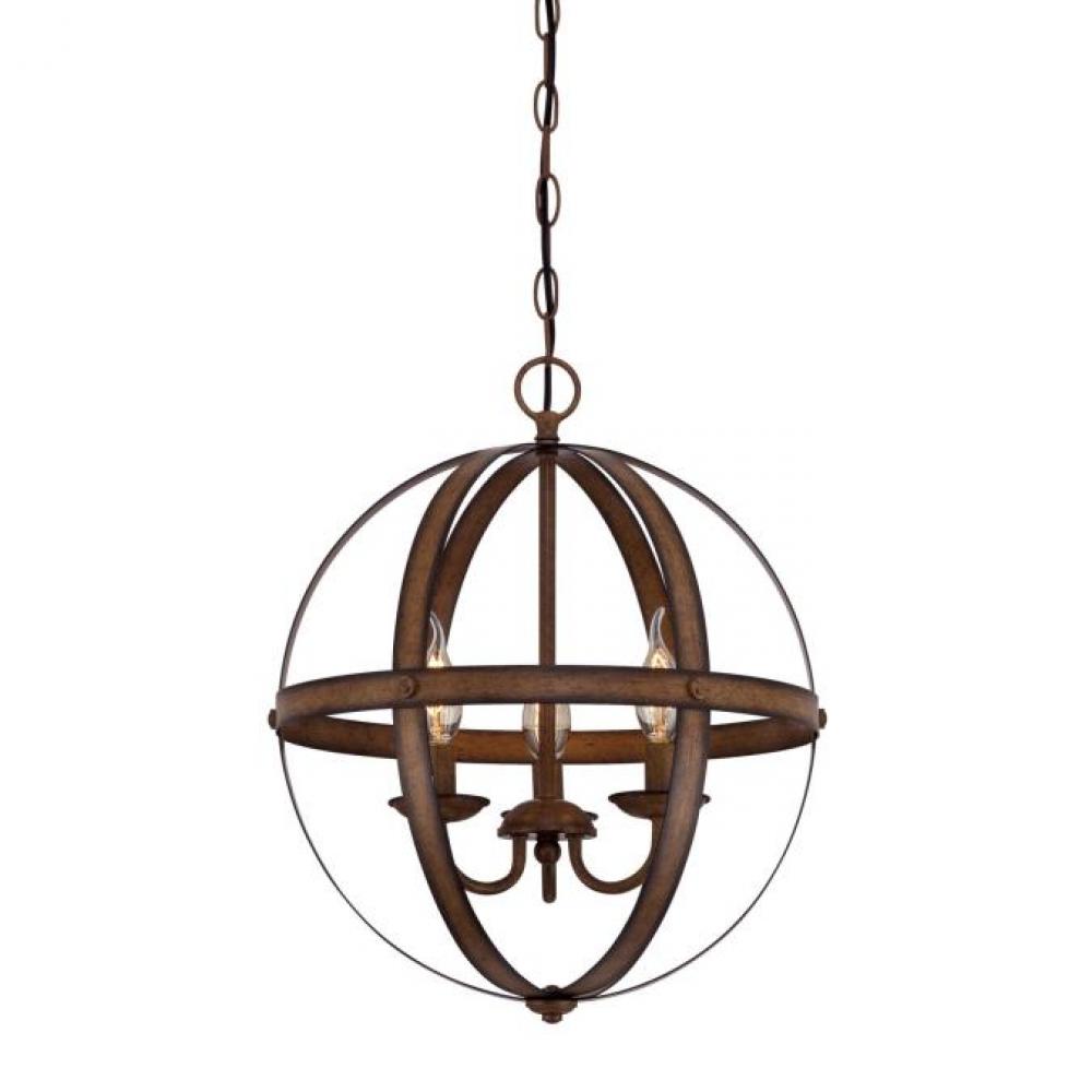 3 Light Chandelier Barnwood Finish