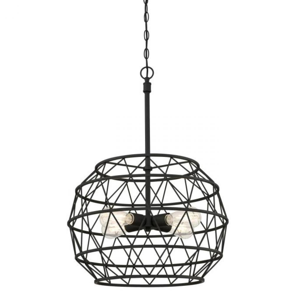 4 Light Chandelier Matte Black Finish