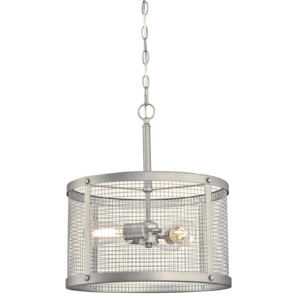 3 Light Pendant Galvanized Steel Finish