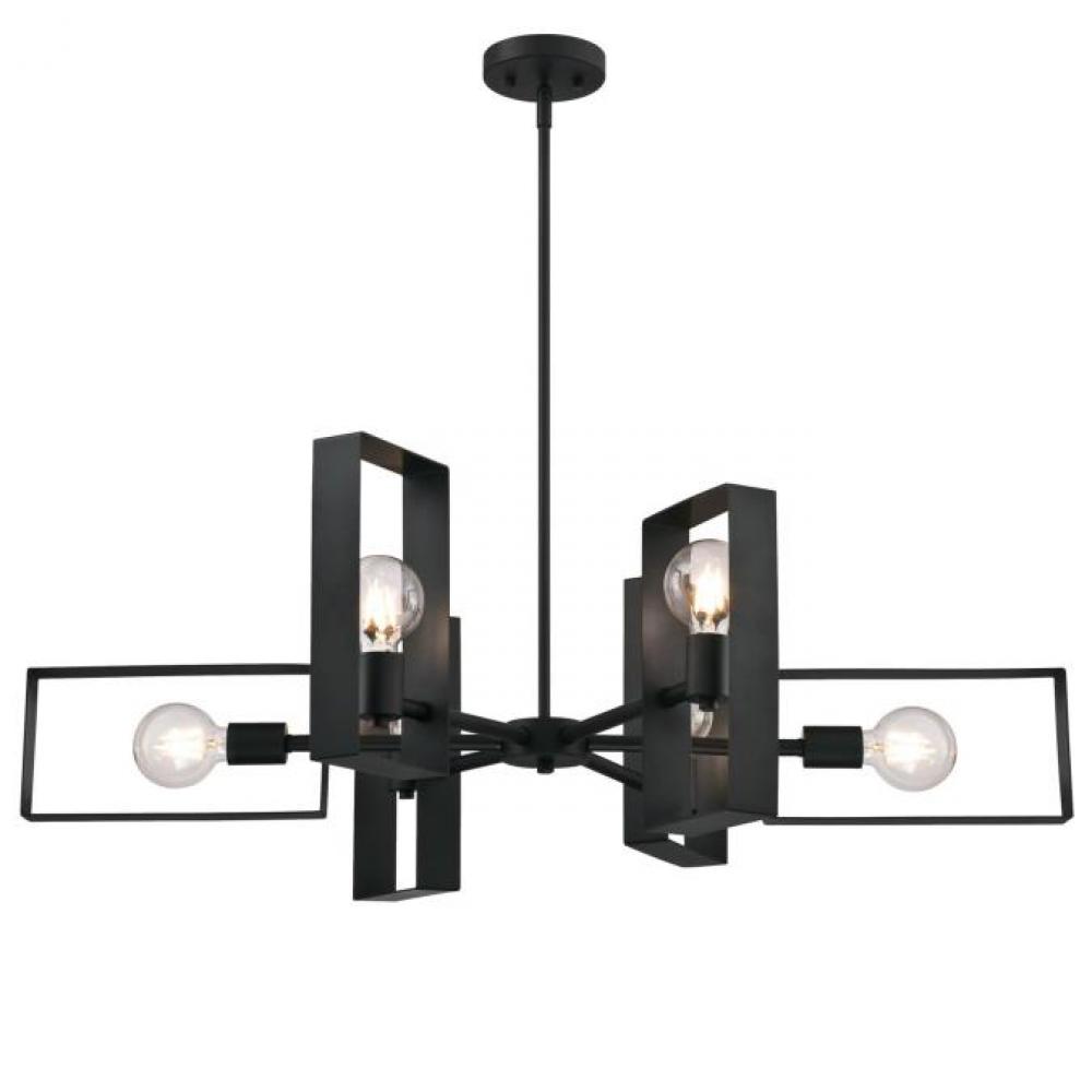 6 Light Chandelier Matte Black Finish