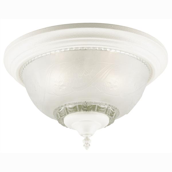 3 Light Flush Ceiling Fixture Textured White Finish with Embossed Floral and Leaf Design Glass