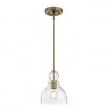 Westinghouse 6356500 - Mini Pendant Antique Brass Finish Clear Seeded Glass