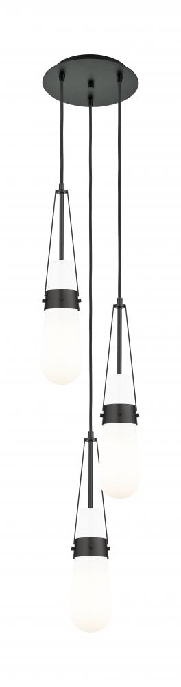 Milan - 3 Light - 12 inch - Matte Black - Multi Pendant