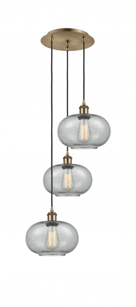 Gorham - 3 Light - 16 inch - Antique Brass - Cord Hung - Multi Pendant