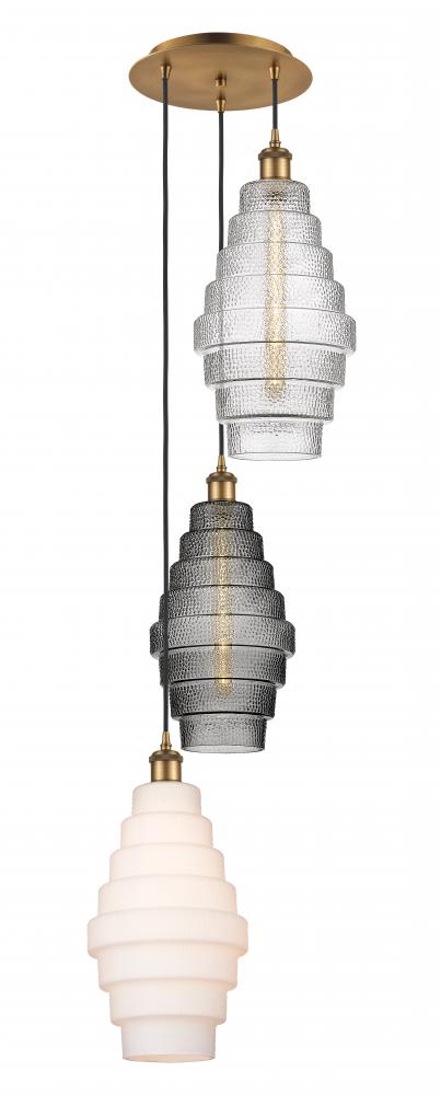 Cascade - 3 Light - 15 inch - Brushed Brass - Cord hung - Multi Pendant